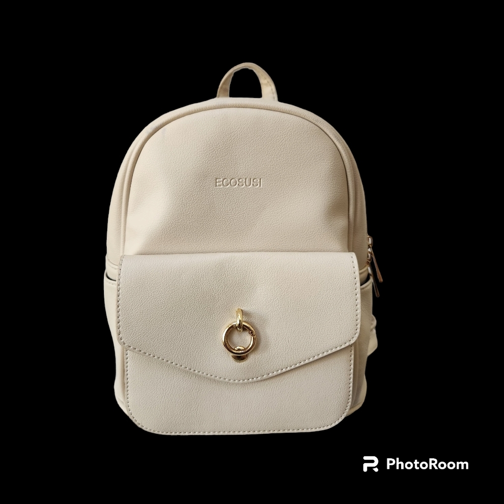Ecosusi White Leather Backpack